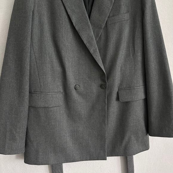 Pinko Emeline Belted Wool Blend Blazer Gray Italy Size 12 US / 48 IT - Picture 6 of 15